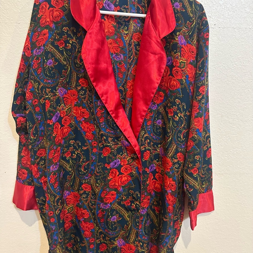 Vintage Victoria Secret Floral Red Robe